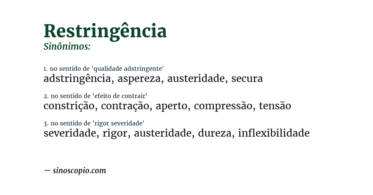 Sinônimo de restringência