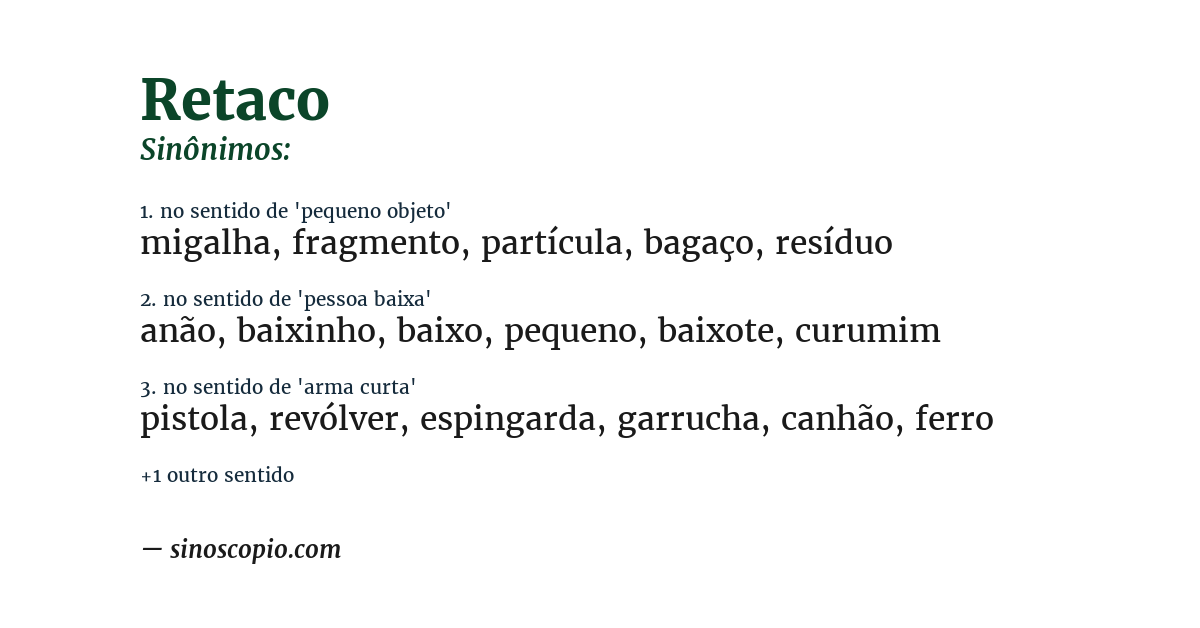 Sinônimo de retaco