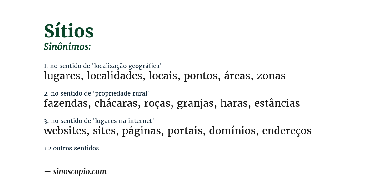 Sinônimo de sítios