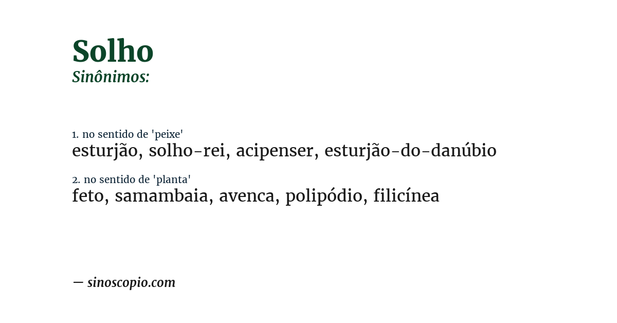 Sinônimo de solho