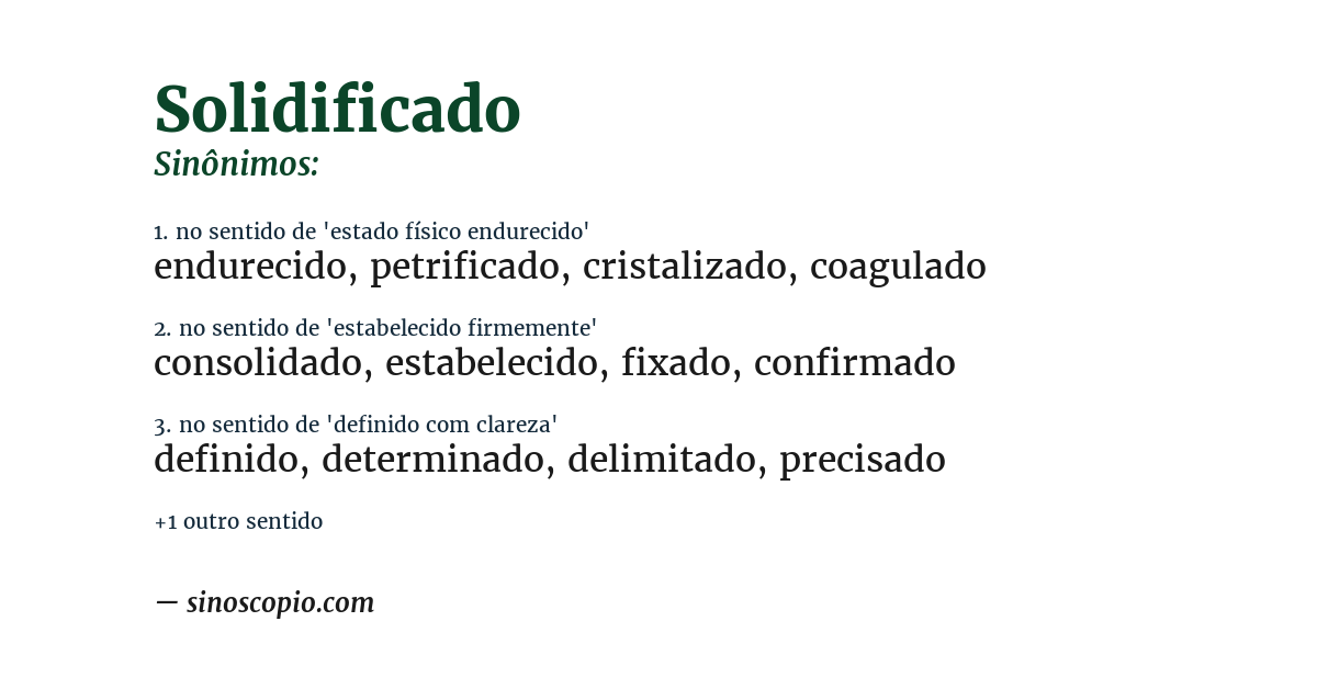 Sinônimo de solidificado