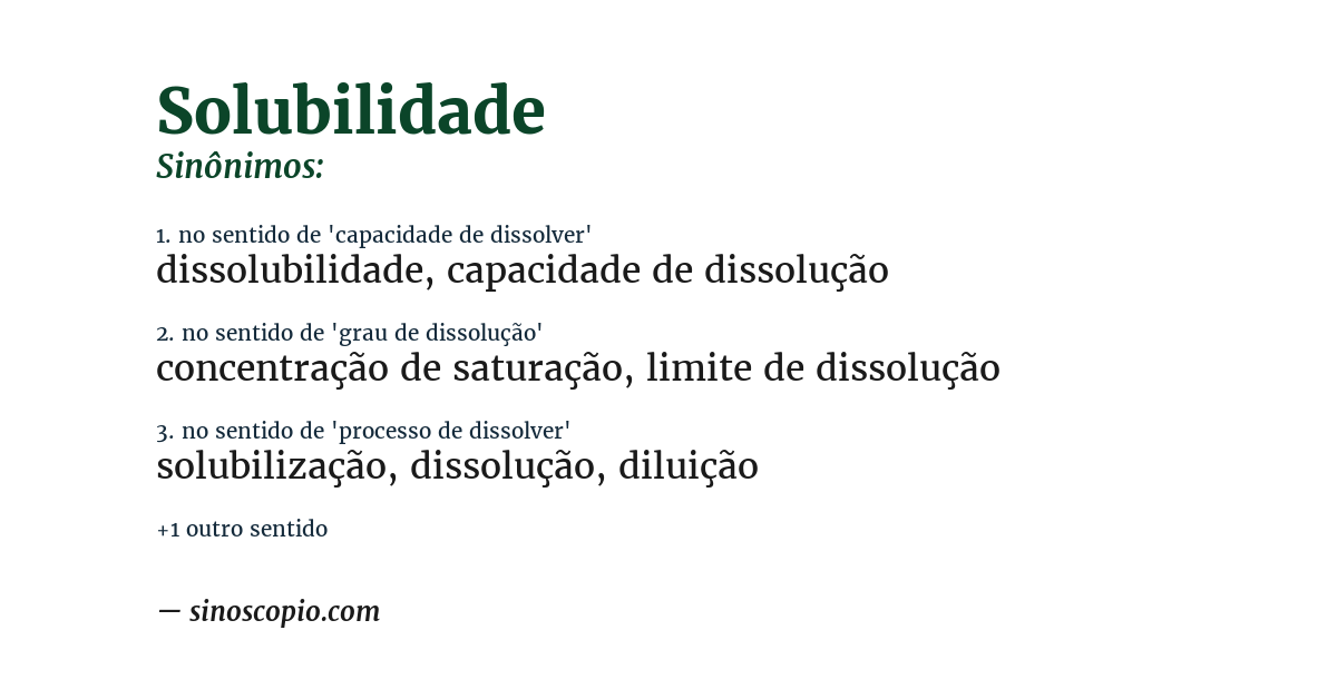 Sinônimo de solubilidade