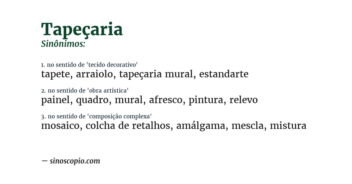Sinônimo de tapeçaria