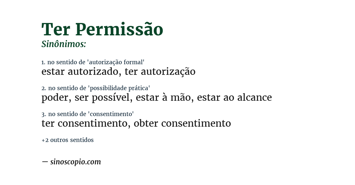 Sinônimo de ter permissão