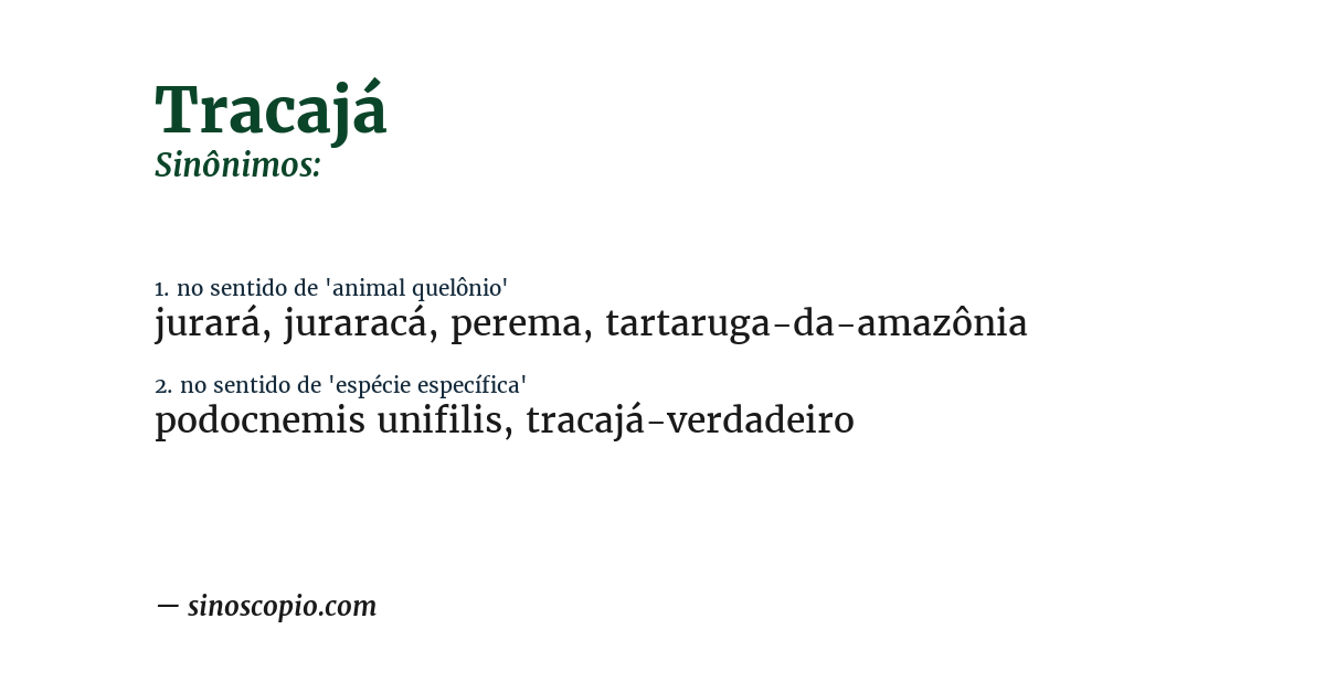 Sinônimo de tracajá