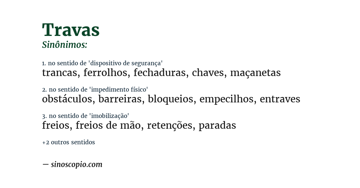 Sinônimo de travas