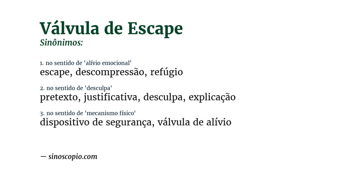 Sinônimo de válvula de escape