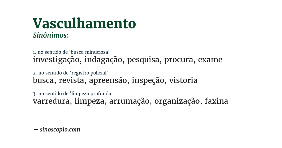 Sinônimo de vasculhamento