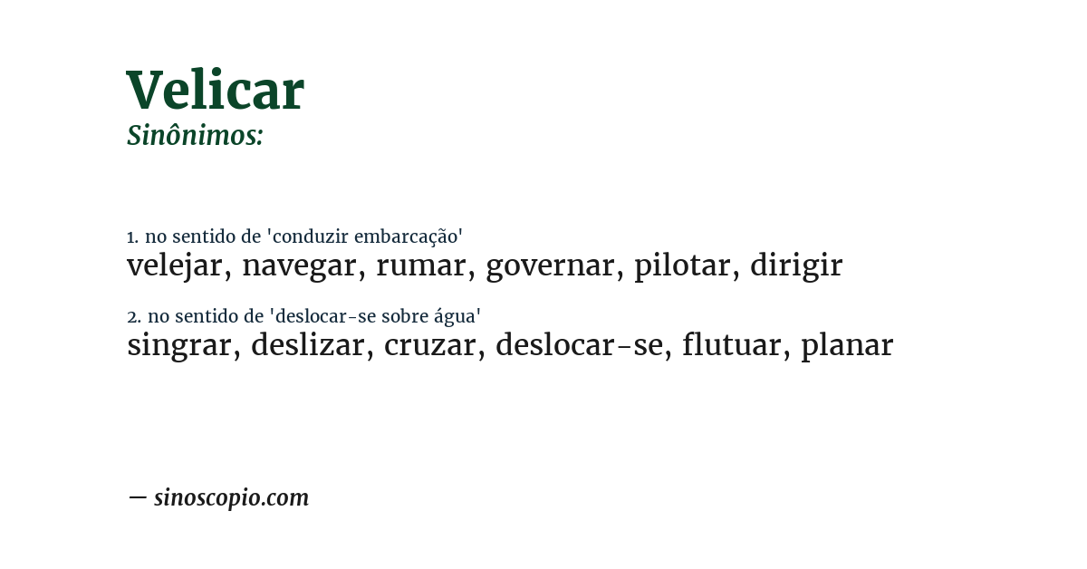 Sinônimo de velicar