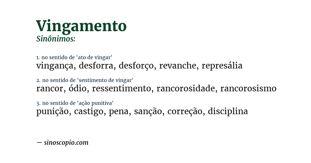 Sinônimo de vingamento