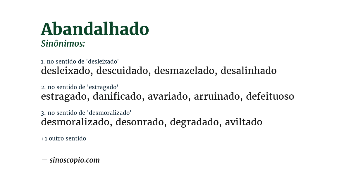 Sinônimo de abandalhado