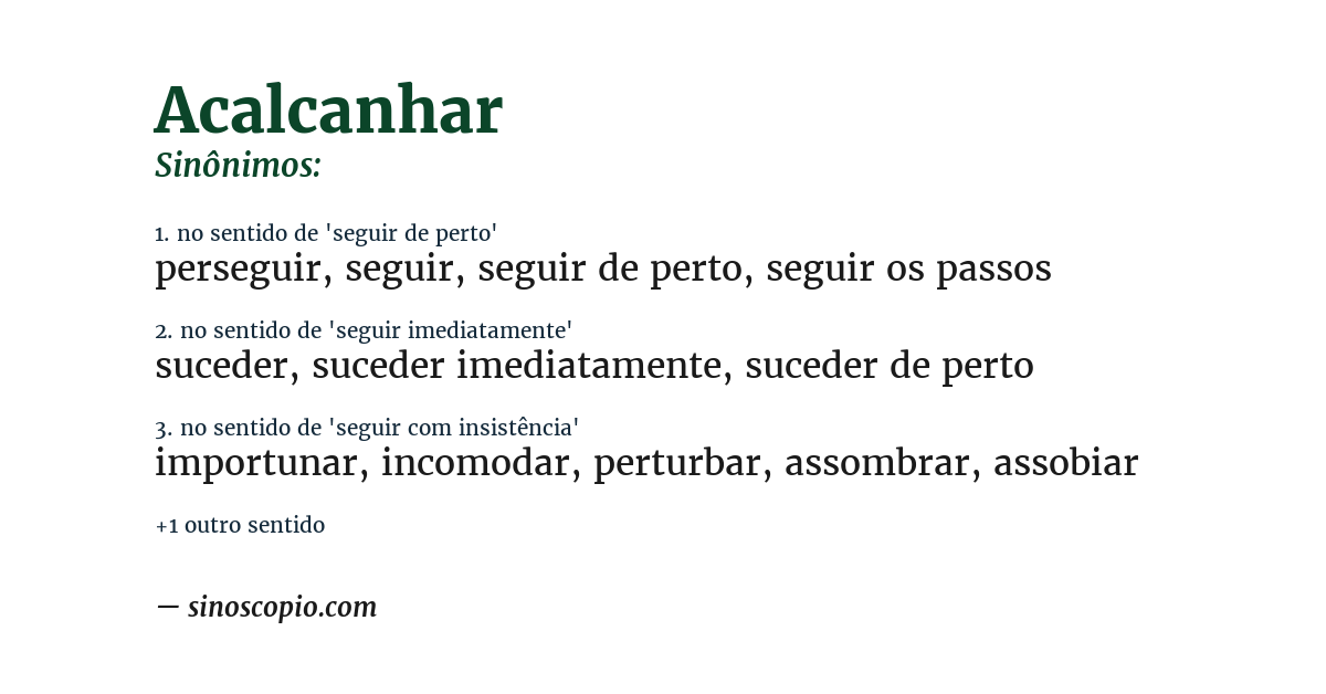 Sinônimo de acalcanhar