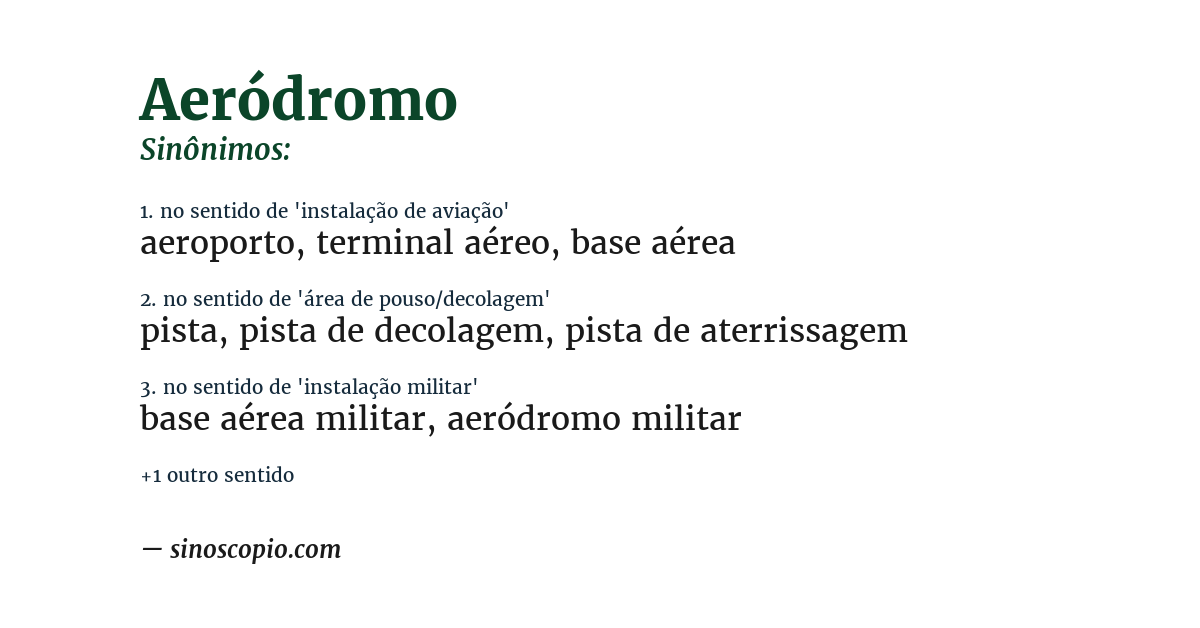 Sinônimo de aeródromo