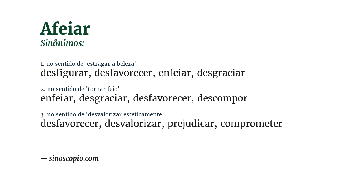 Sinônimo de afeiar