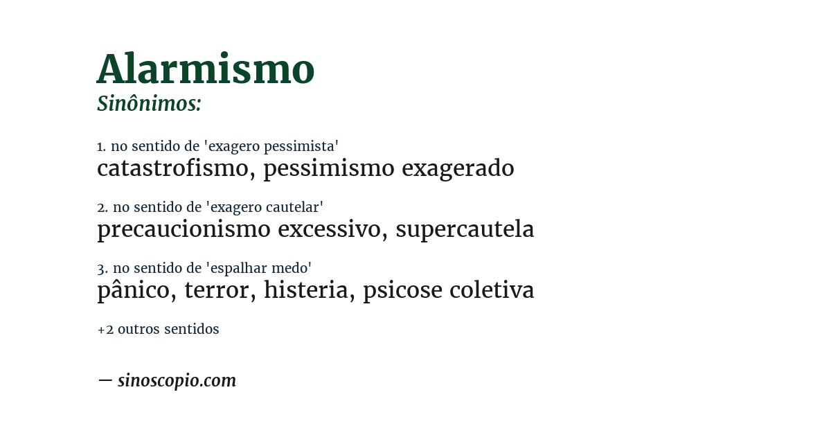 Sinônimo de alarmismo