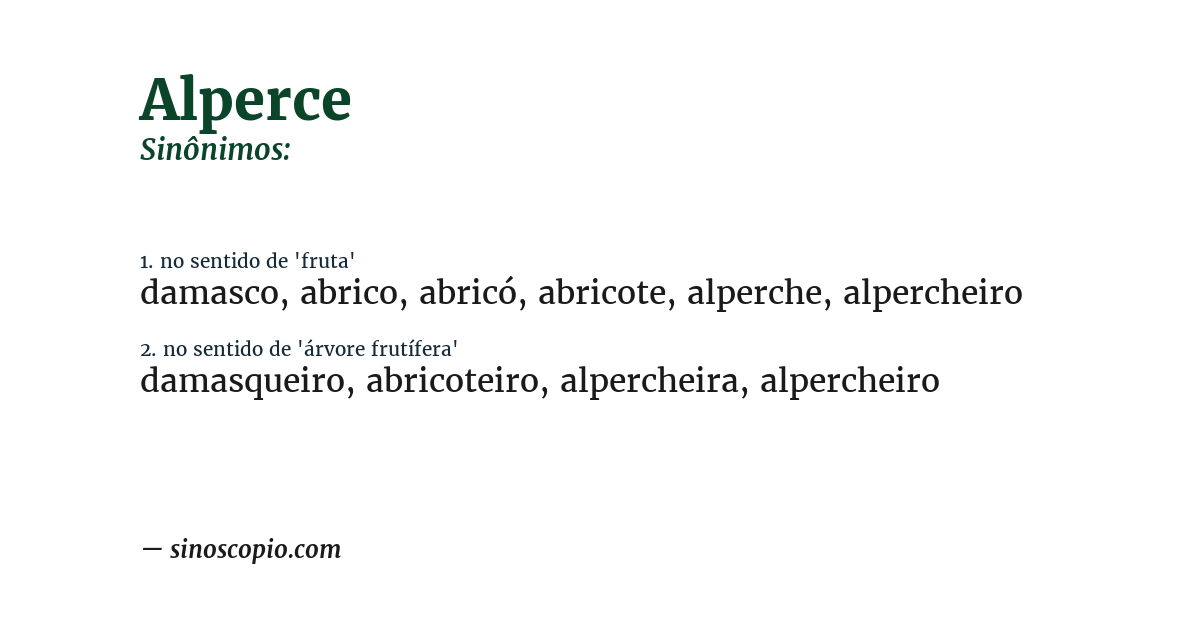 Sinônimo de alperce