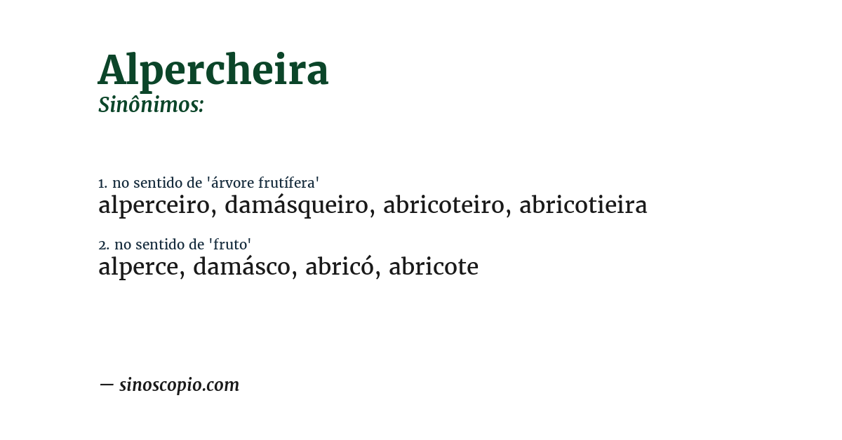 Sinônimo de alpercheira