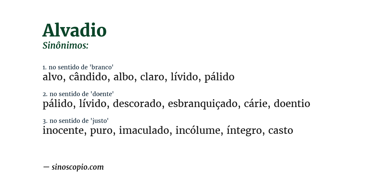 Sinônimo de alvadio