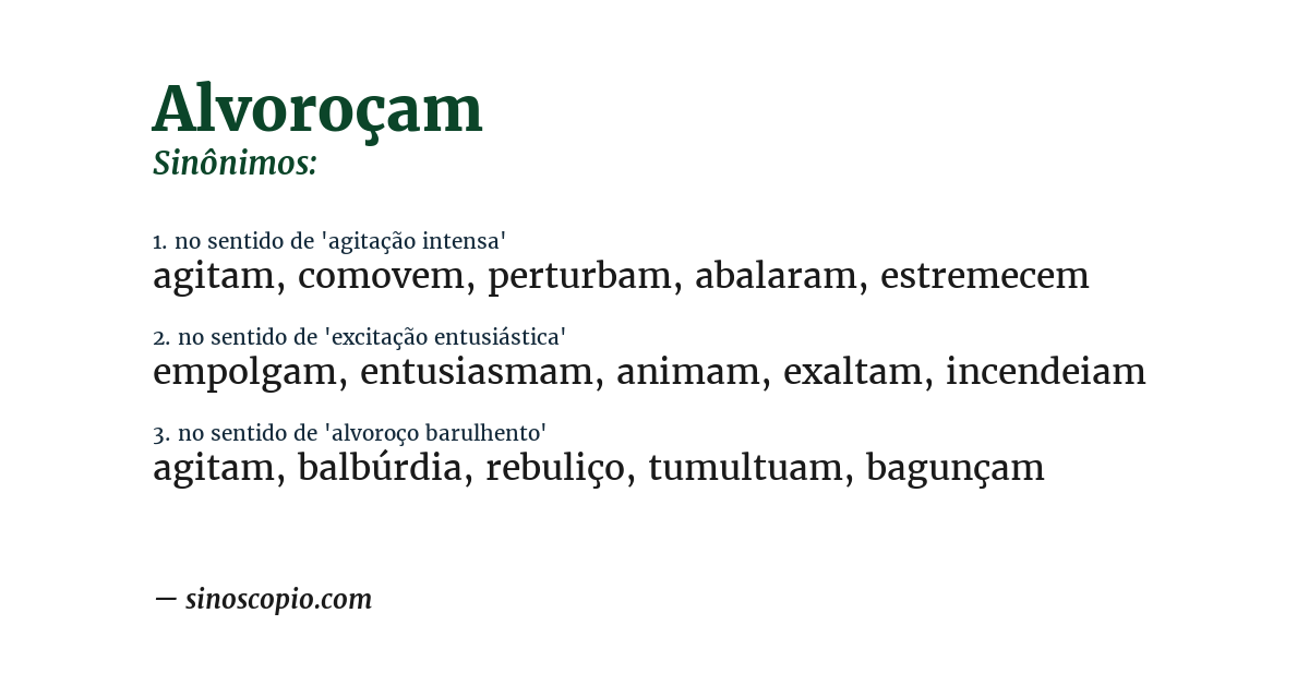 Sinônimo de alvoroçam