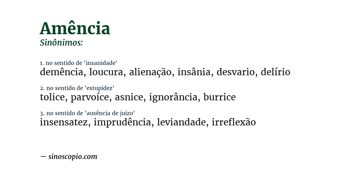 Sinônimo de amência