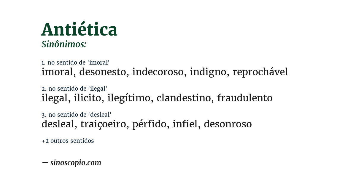 Sinônimo de antiética