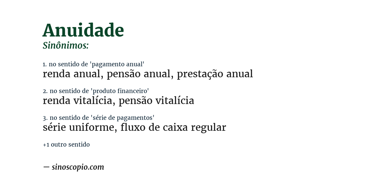 Sinônimo de anuidade