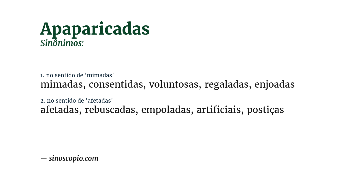 Sinônimo de apaparicadas