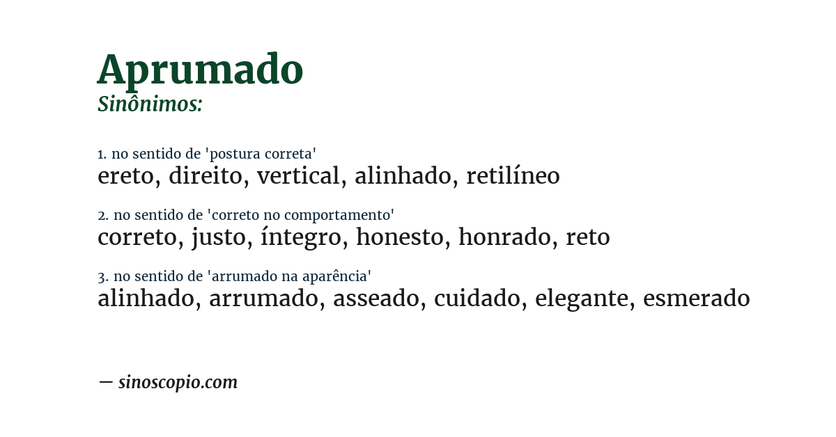 Sinônimo de aprumado