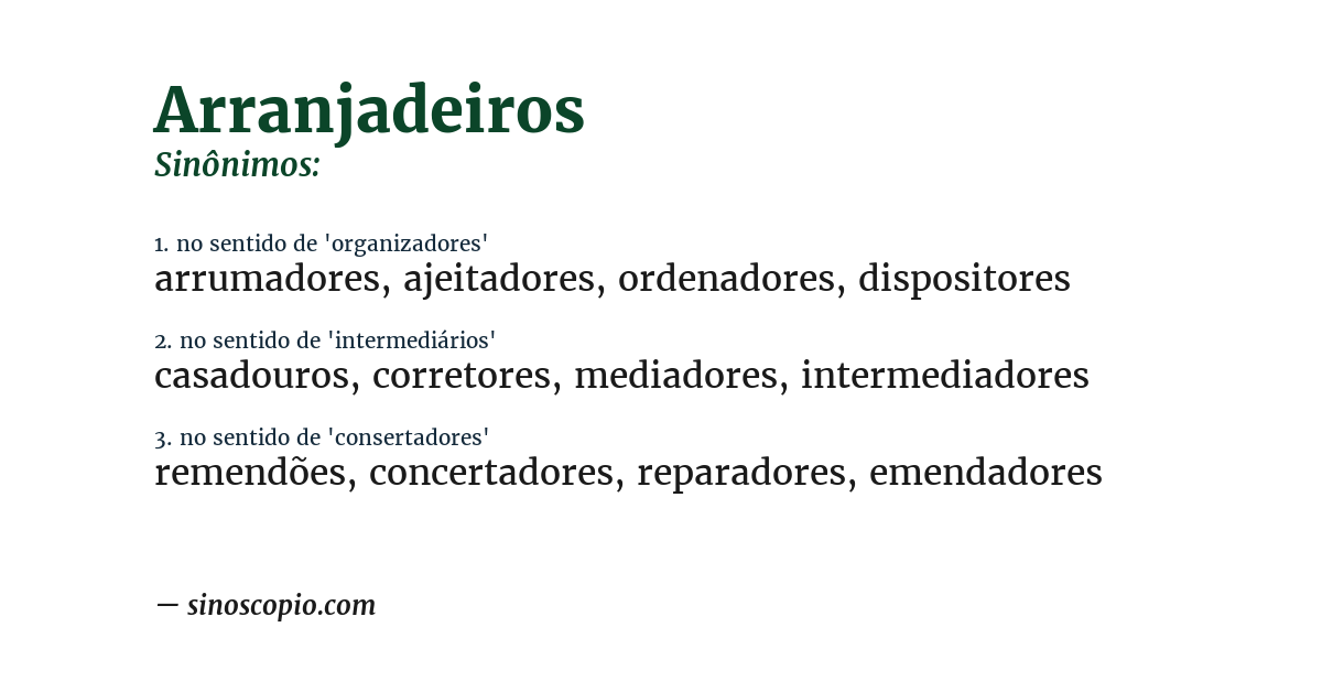 Sinônimo de arranjadeiros
