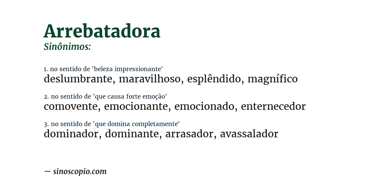 Sinônimo de arrebatadora