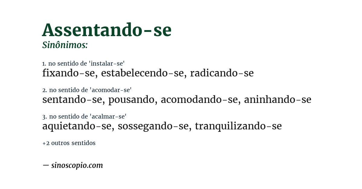 Sinônimo de assentando-se