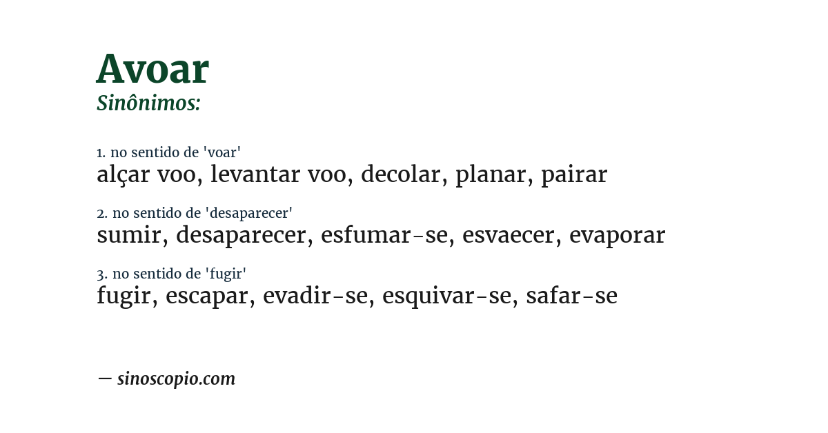 Sinônimo de avoar