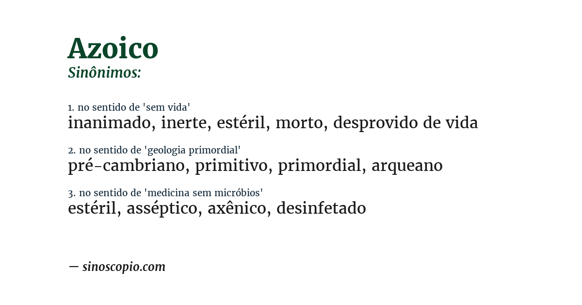 Sinônimo de azoico