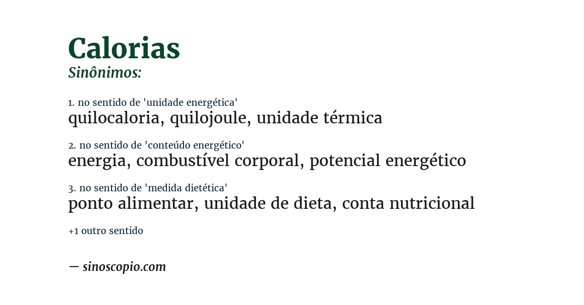 Sinônimo de calorias