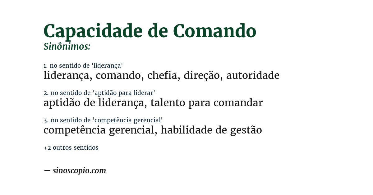 Sinônimo de capacidade de comando