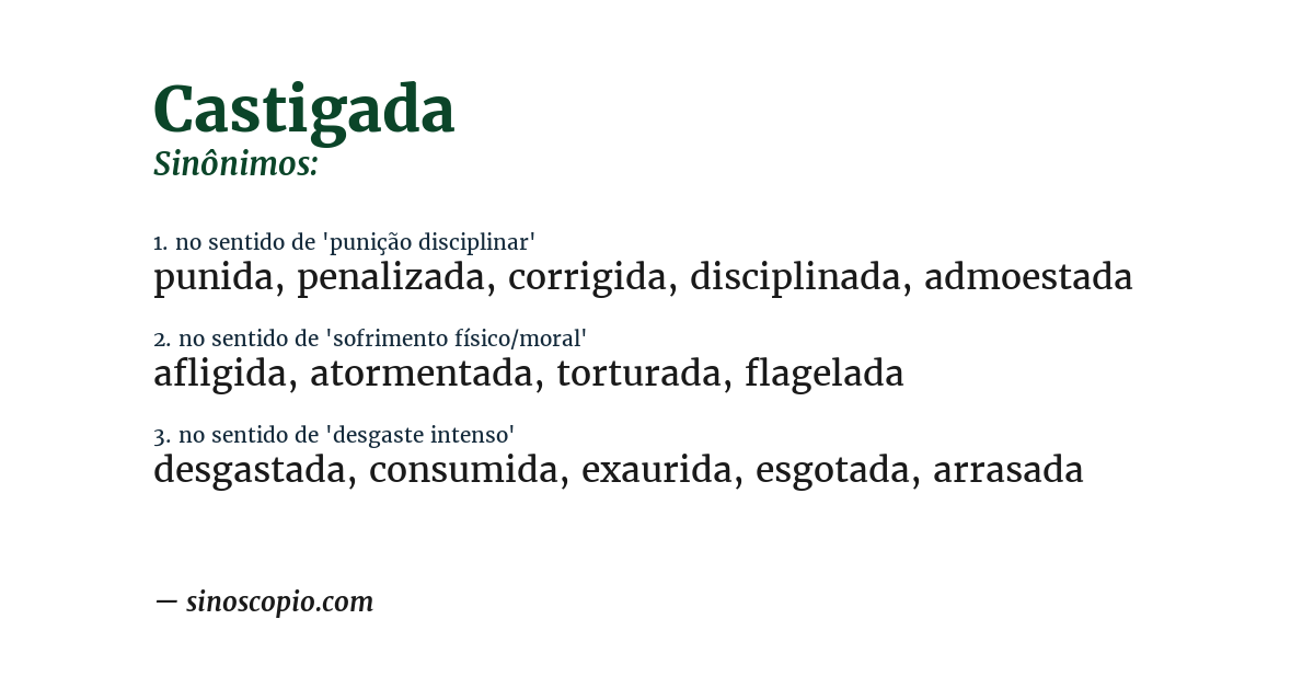 Sinônimo de castigada