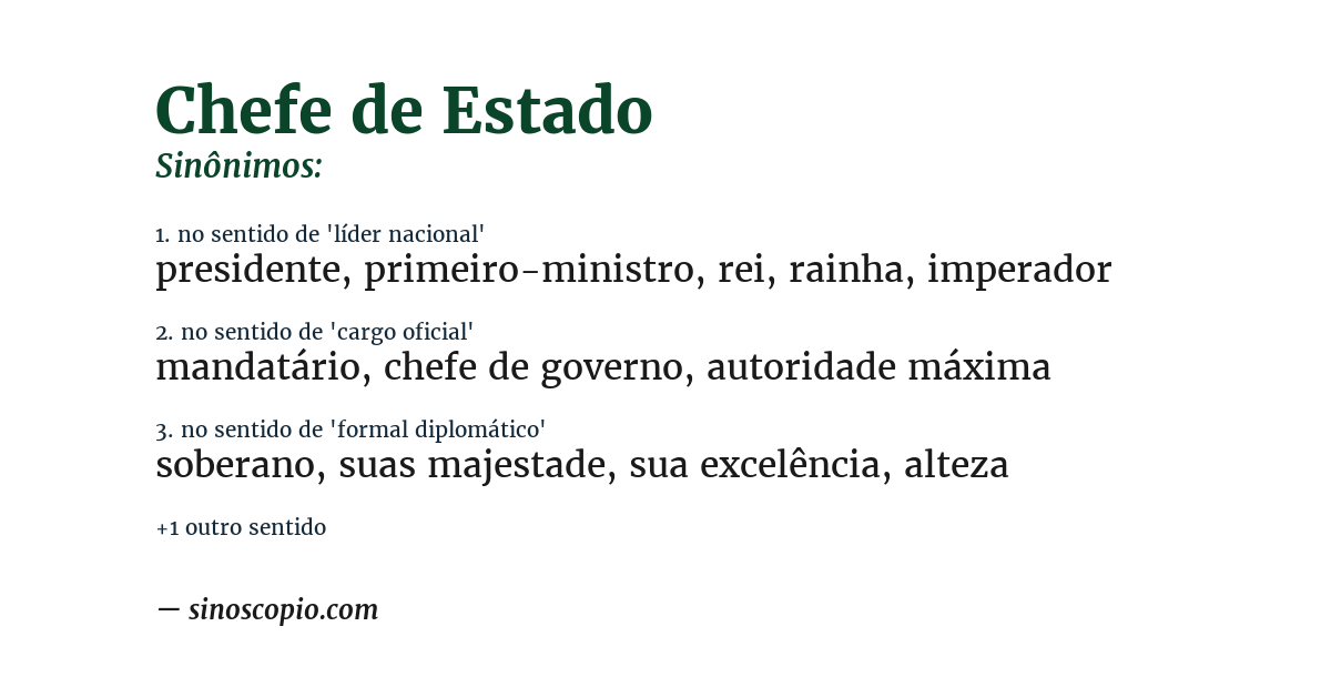 Sinônimo de chefe de estado