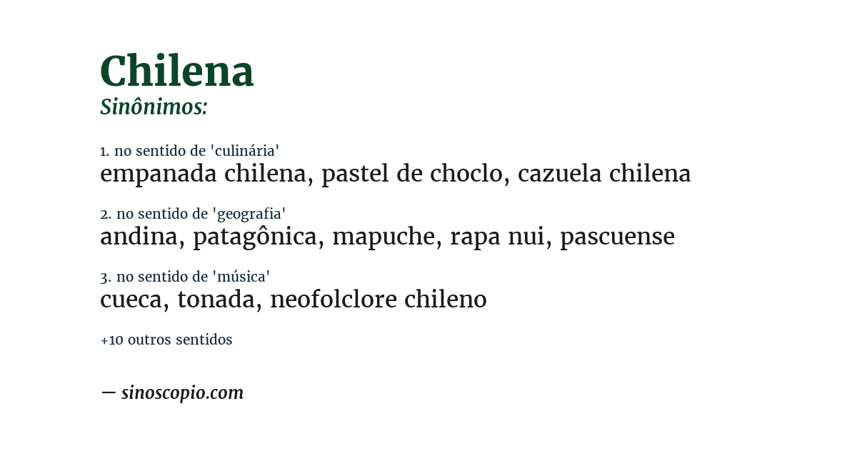 Sinônimo de chilena