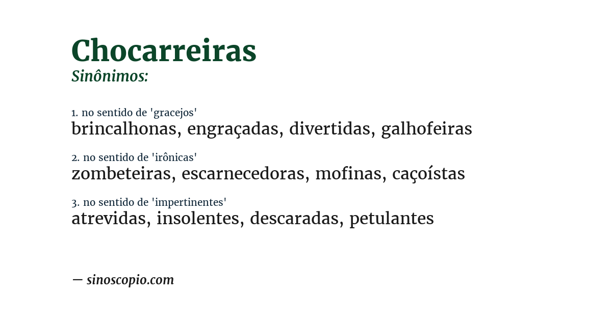 Sinônimo de chocarreiras