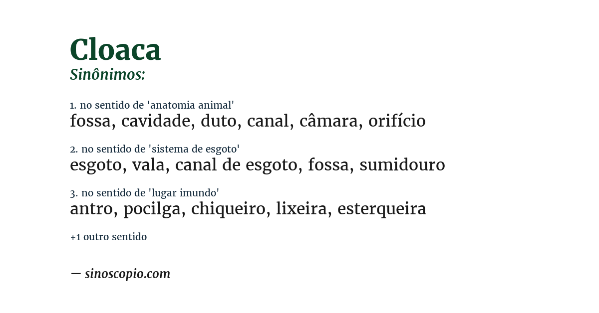 Sinônimo de cloaca