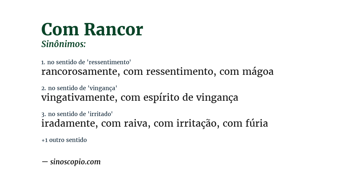 Sinônimo de com rancor