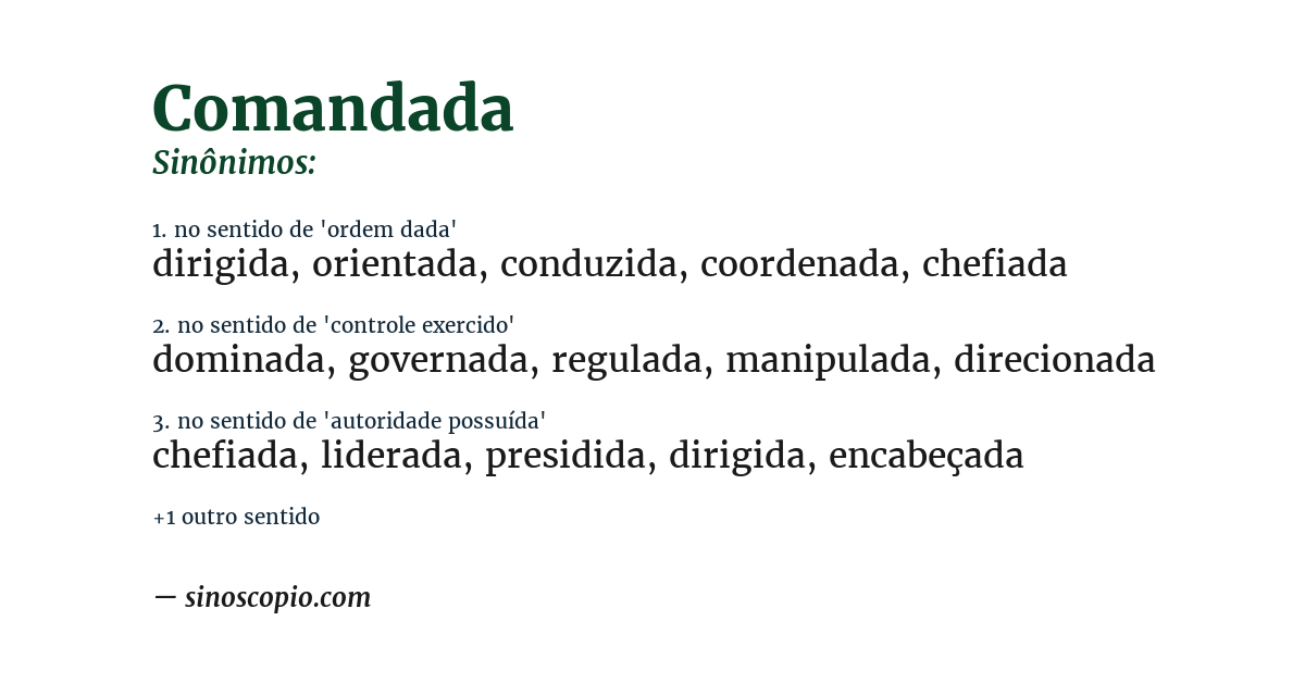 Sinônimo de comandada