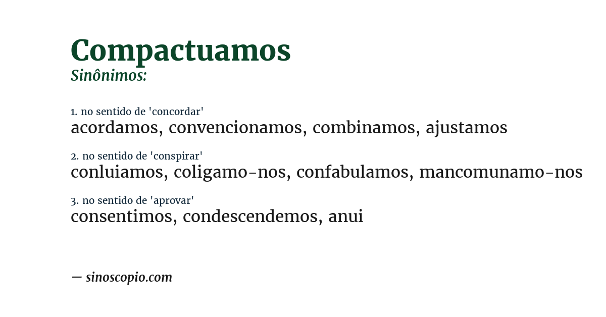 Sinônimo de compactuamos