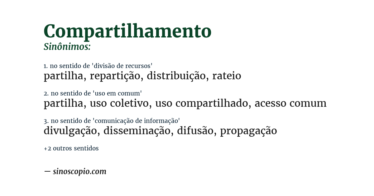 Sinônimo de compartilhamento