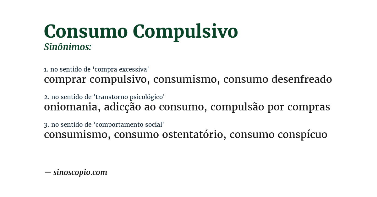 Sinônimo de consumo compulsivo