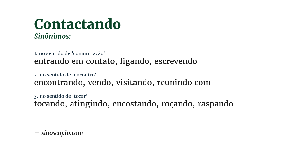 Sinônimo de contactando