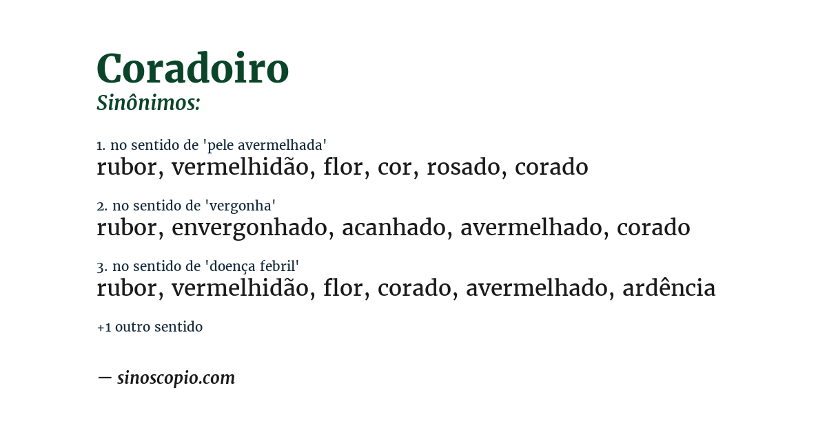 Sinônimo de coradoiro
