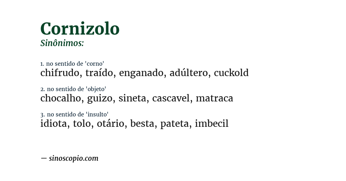 Sinônimo de cornizolo