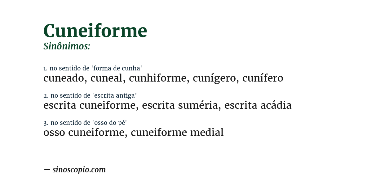 Sinônimo de cuneiforme