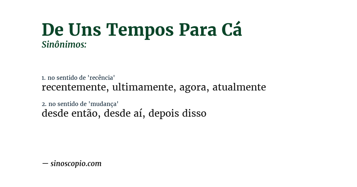 Sinônimo de de uns tempos para cá